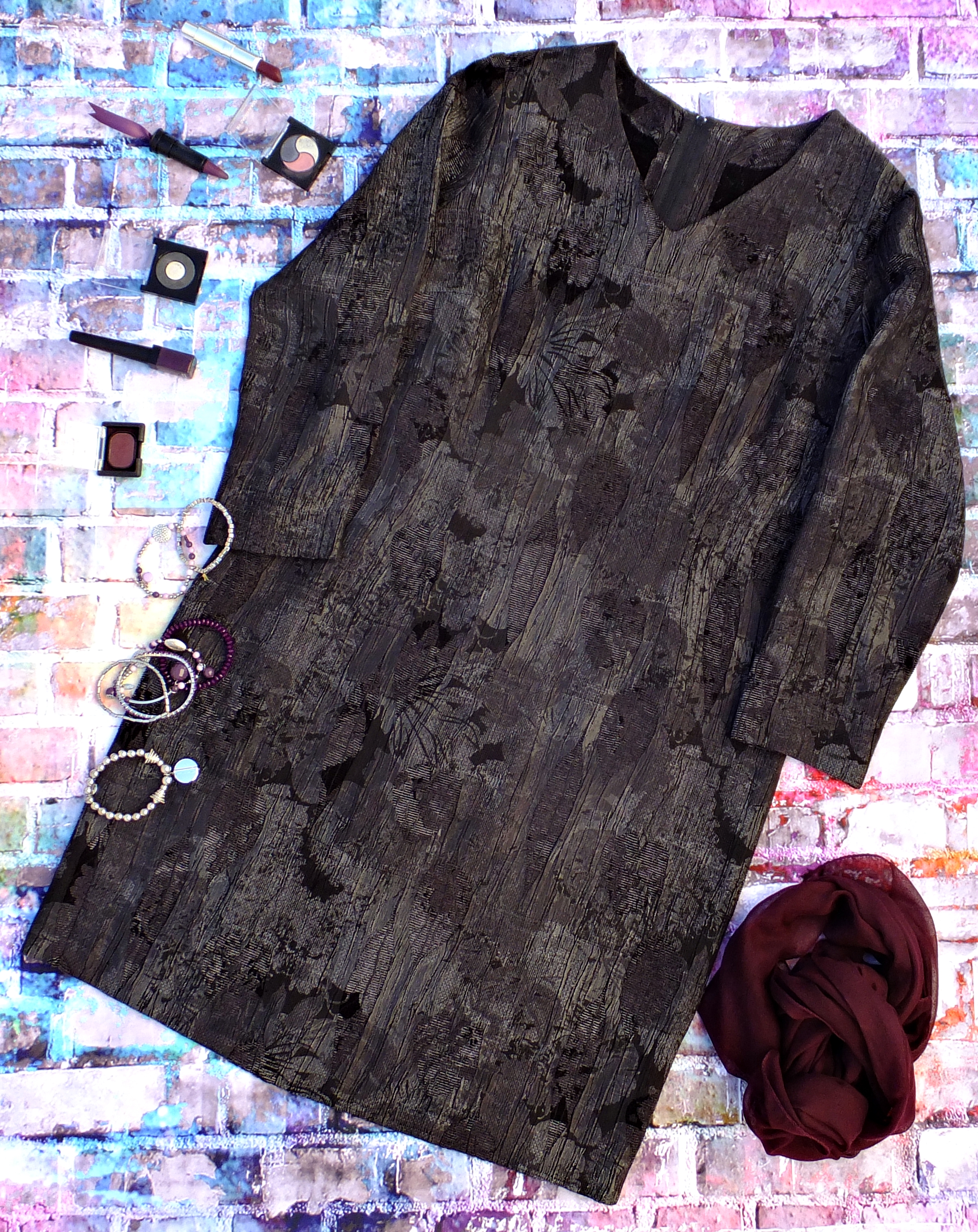 Vestido brocado gris 3