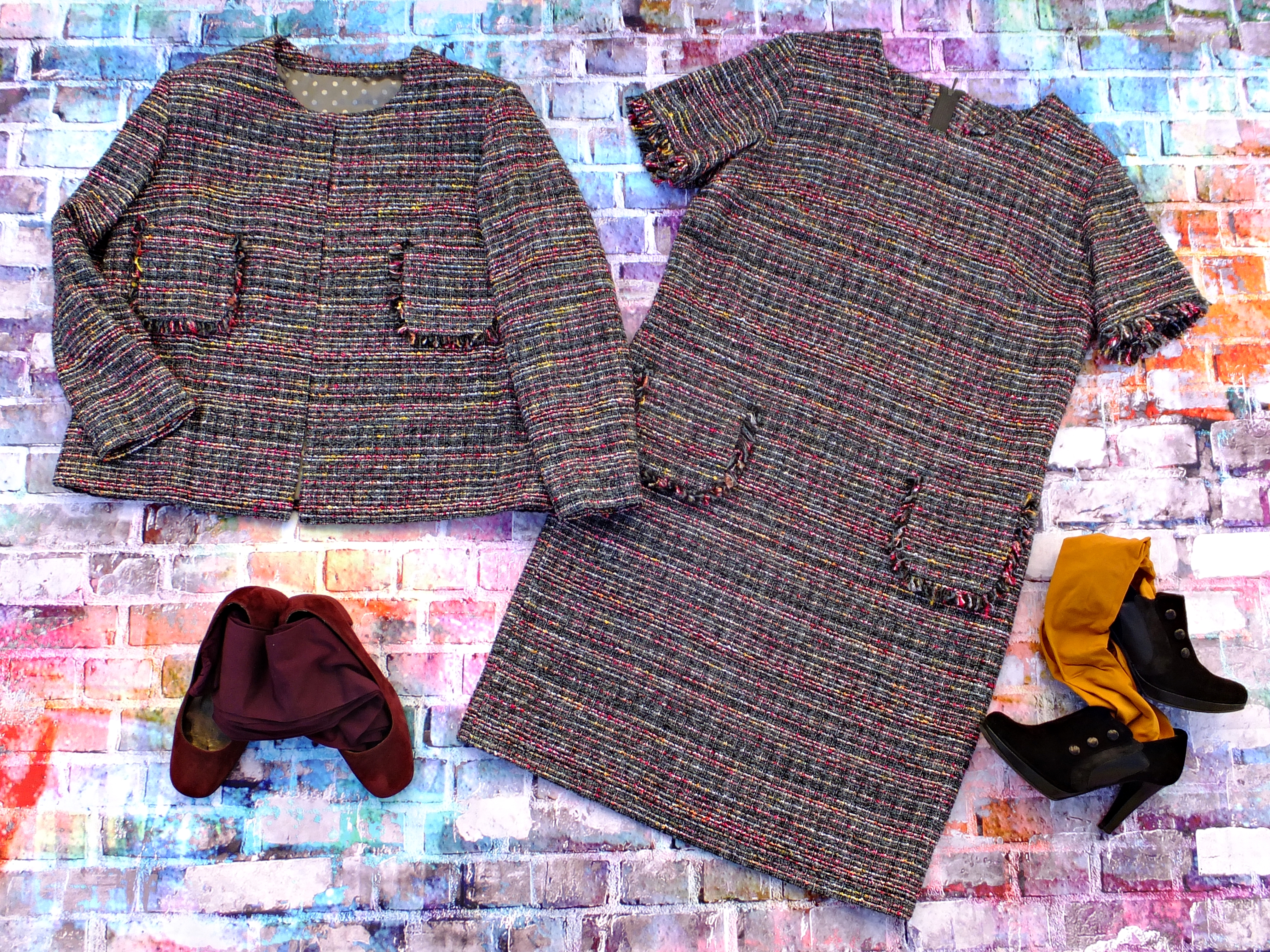 Vestido chaqueta gris rayas 9