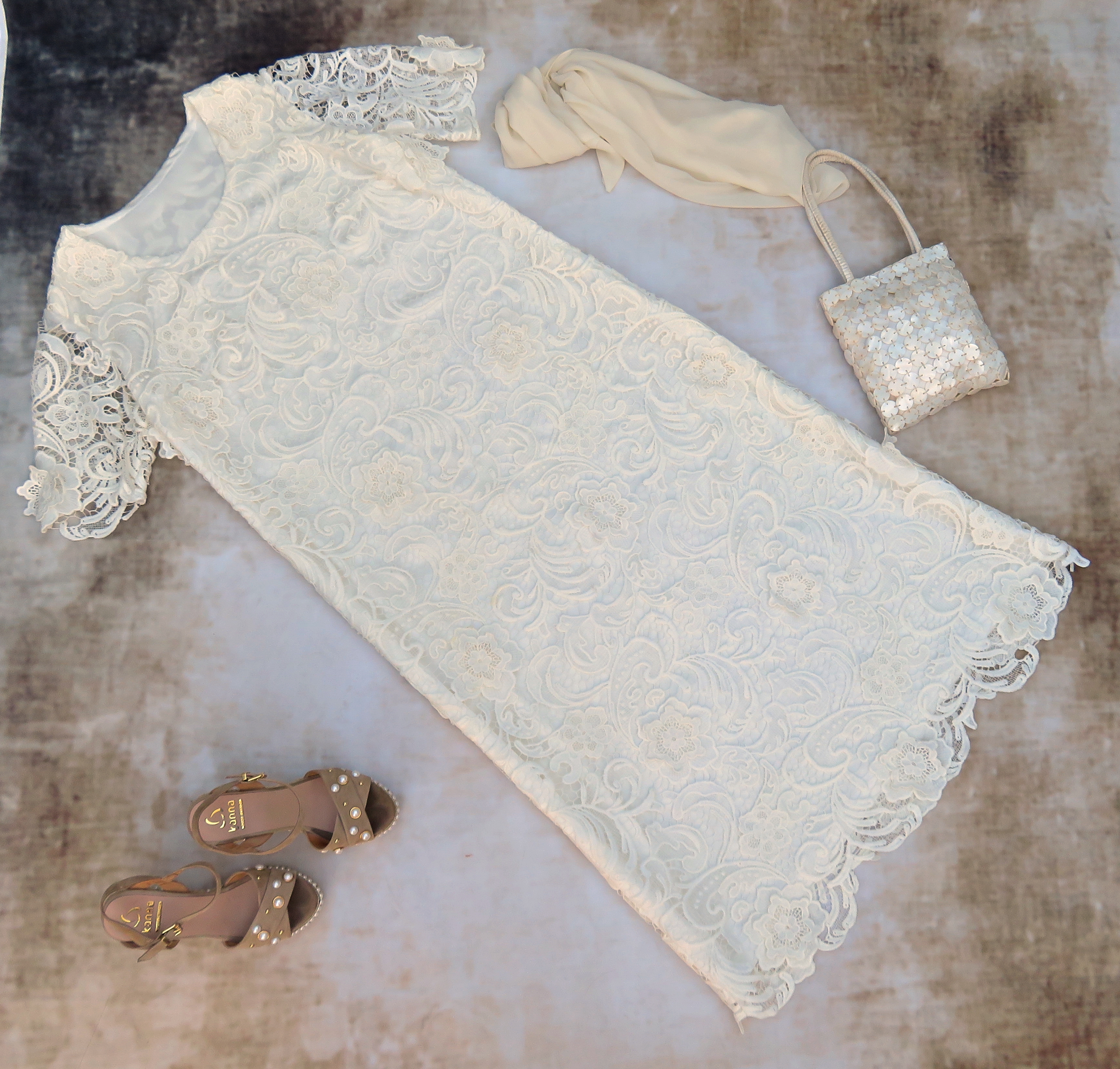 Vestido guipur crema 1