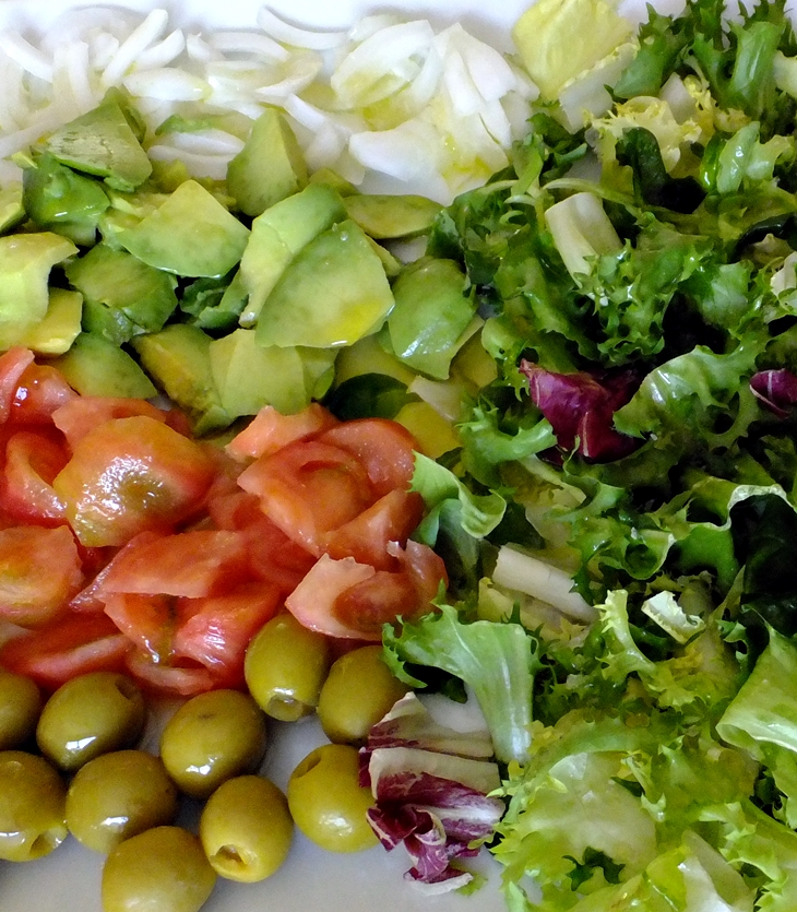 Ensaladas en montoncitos