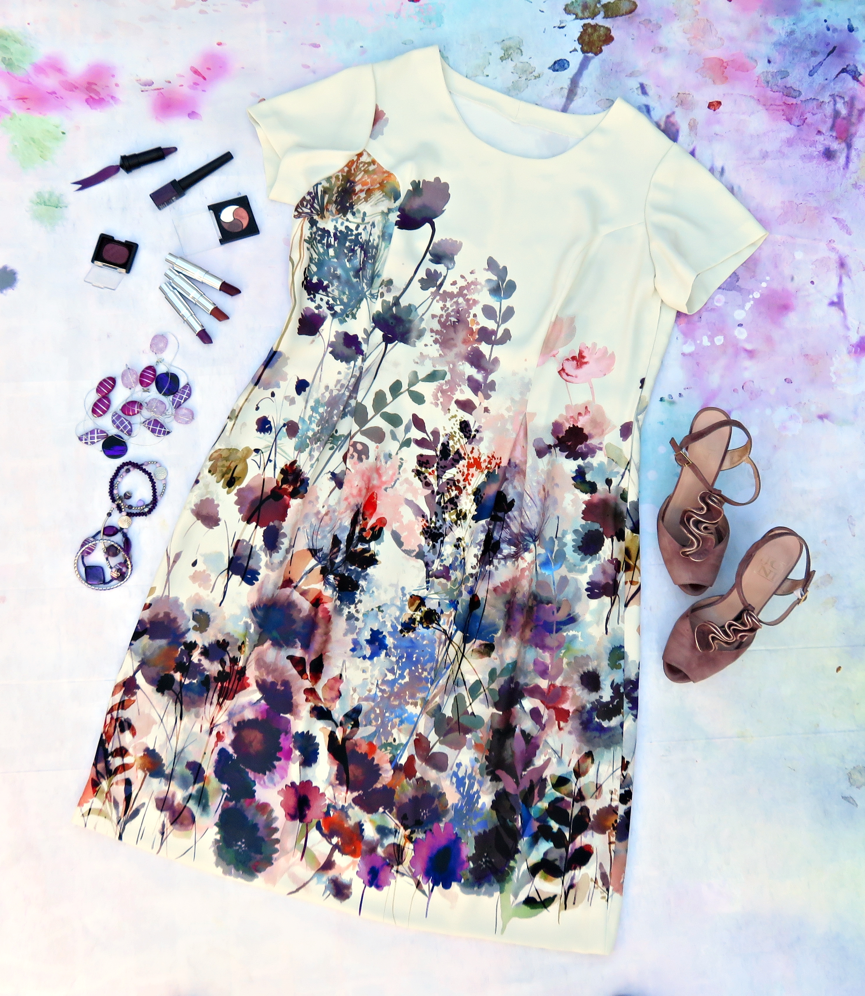 Vestido crema flores 1