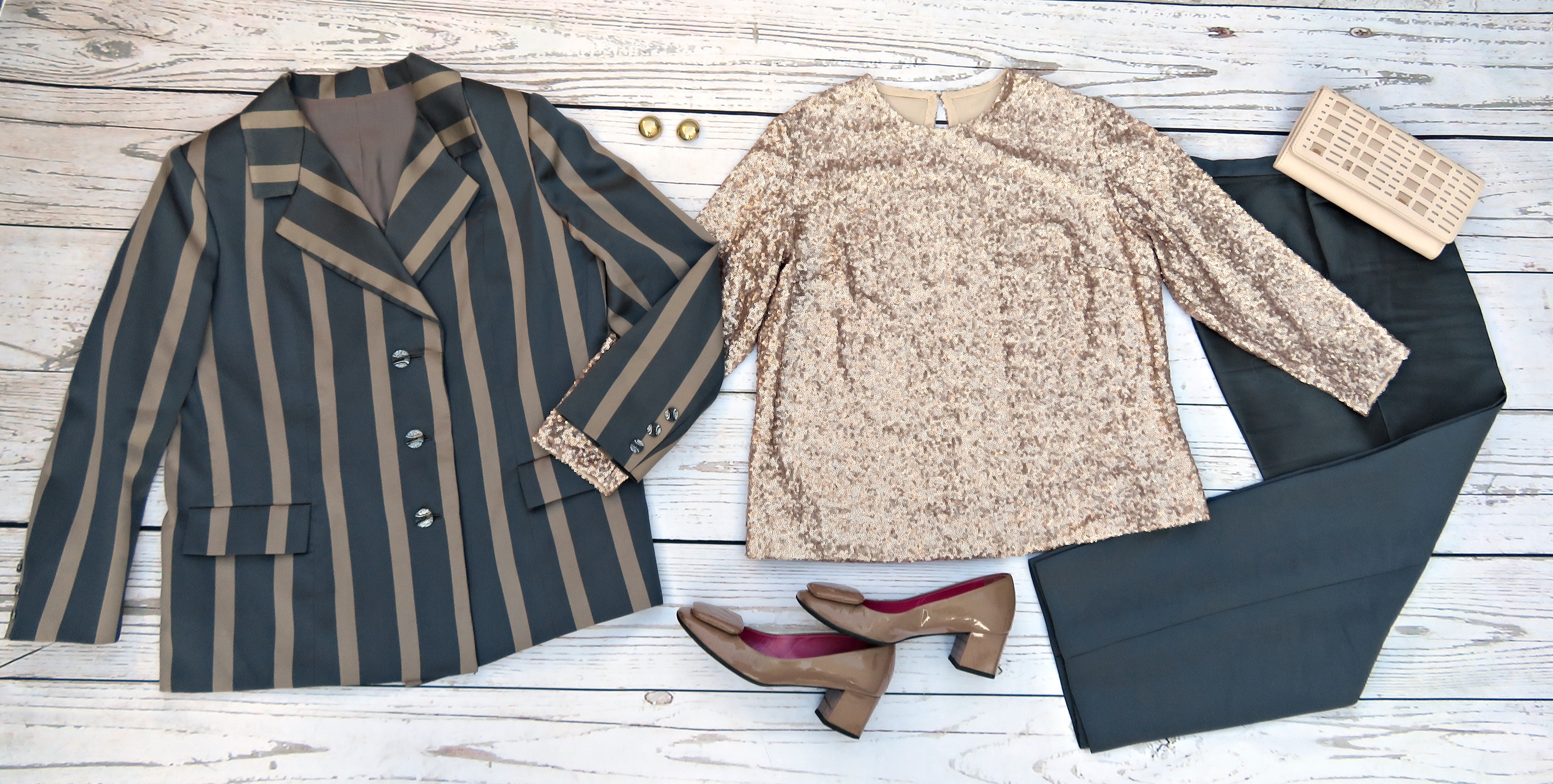 Traje pantalón azul rayas 2