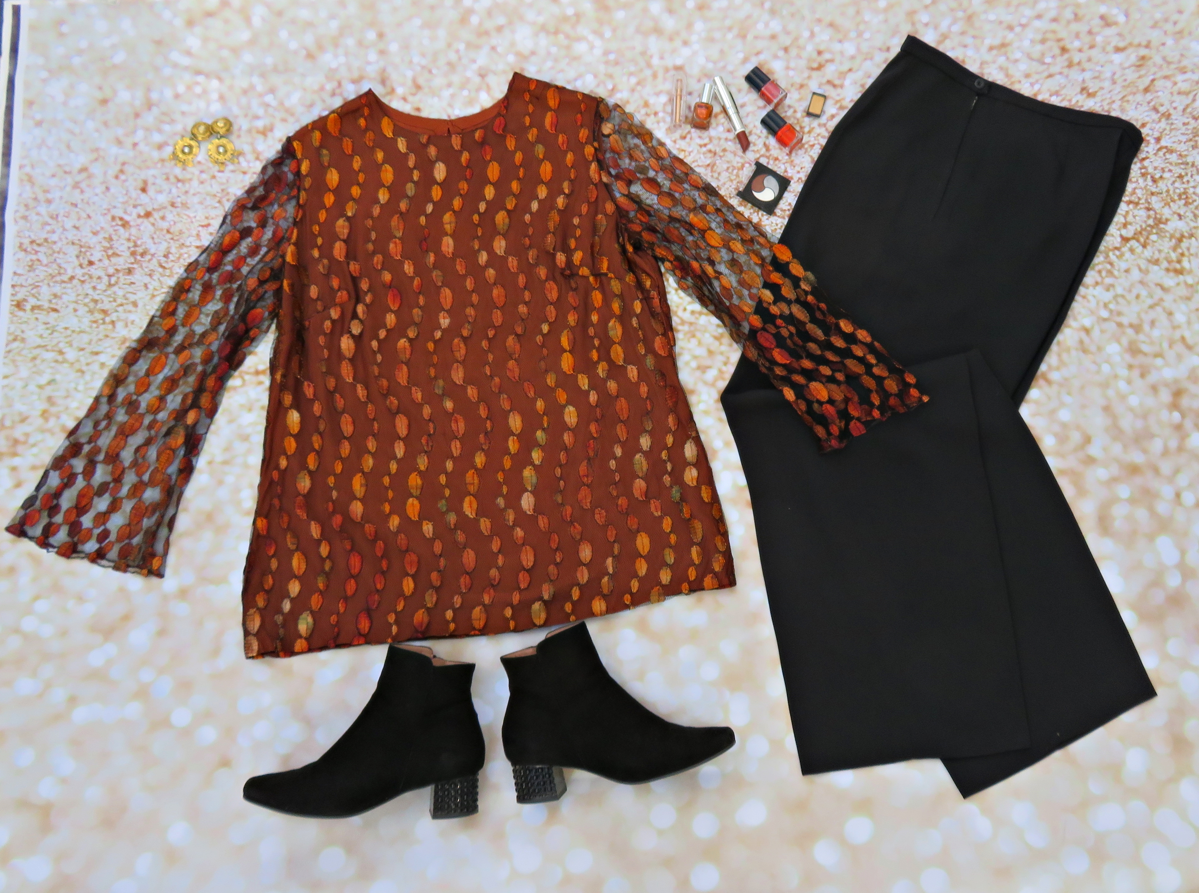 Pantalón negro blusón teja 2