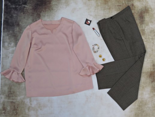 Pantalón ojo perdiz blusón rosa D