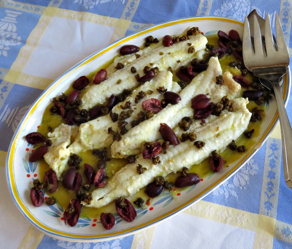 Lenguado a la plancha con salsa de&nbsp;aceitunas