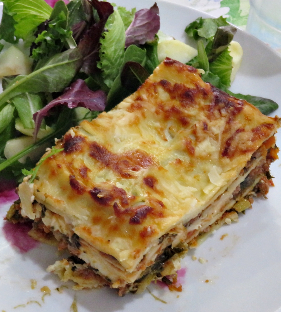 Lasaña boloñesa con&nbsp;espinacas